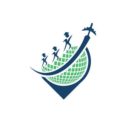 Study abroad vector logo design concept.